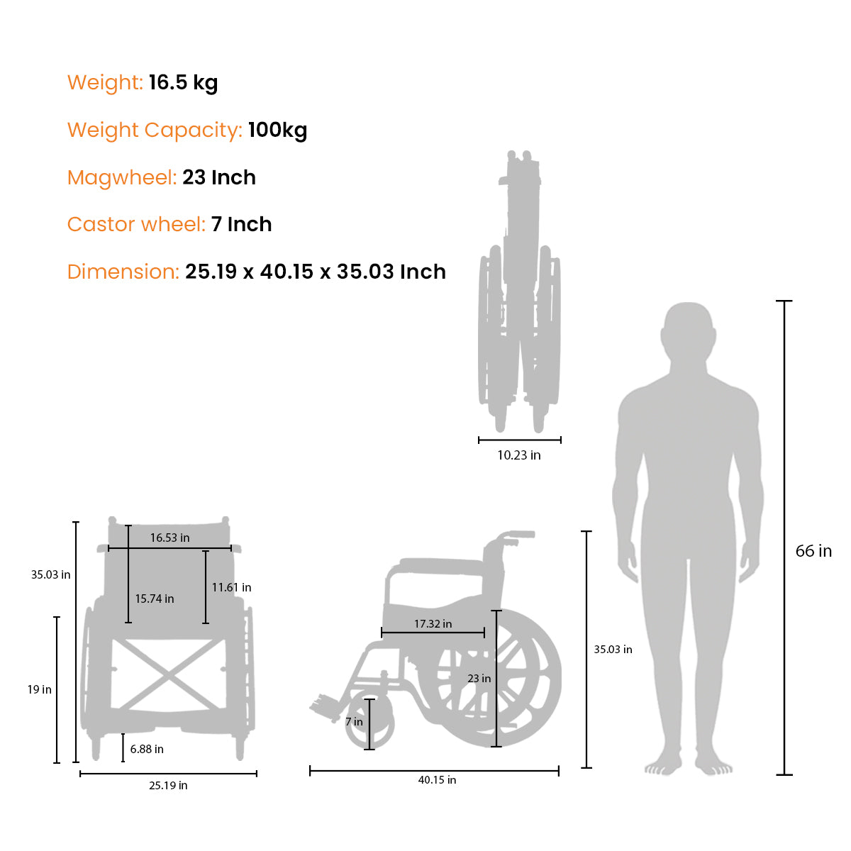 Frido Everyday Foldable Wheelchair