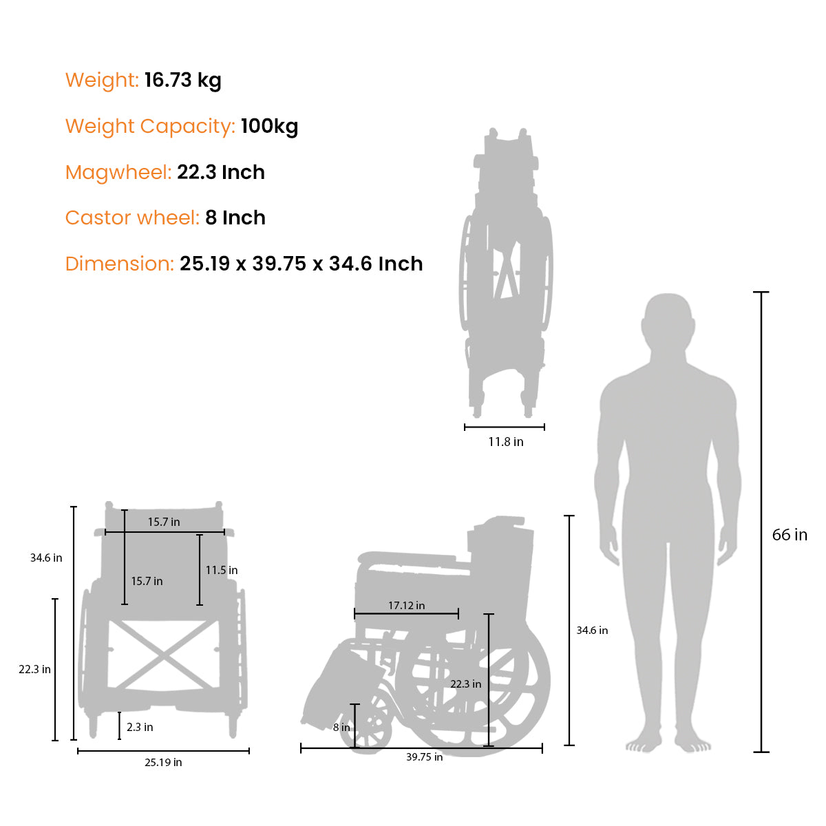Frido FSS101 | Everyday Foldable Wheelchair
