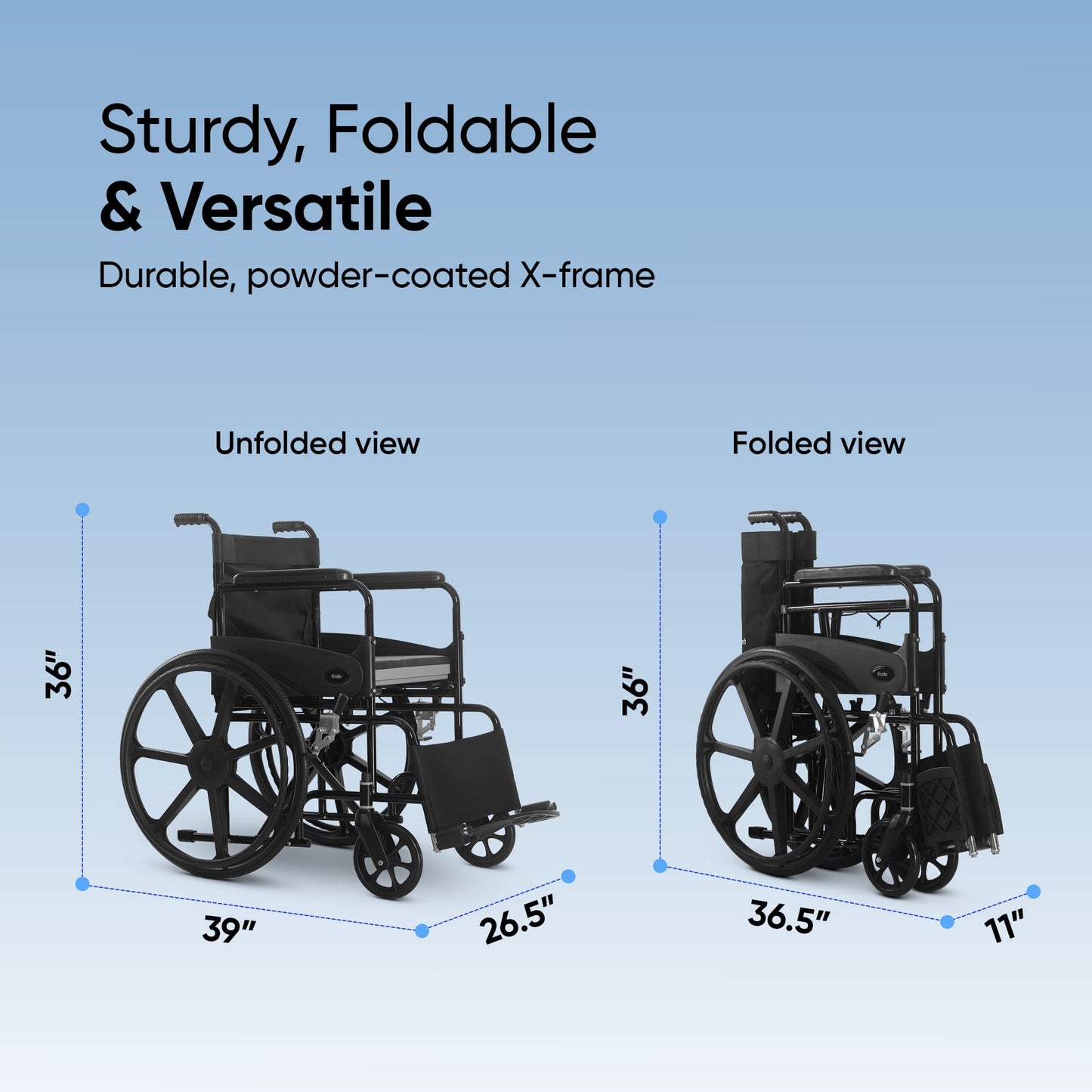 Frido 2 in 1 Foldable Wheelchair for Regular and Commode Use(FSC101)