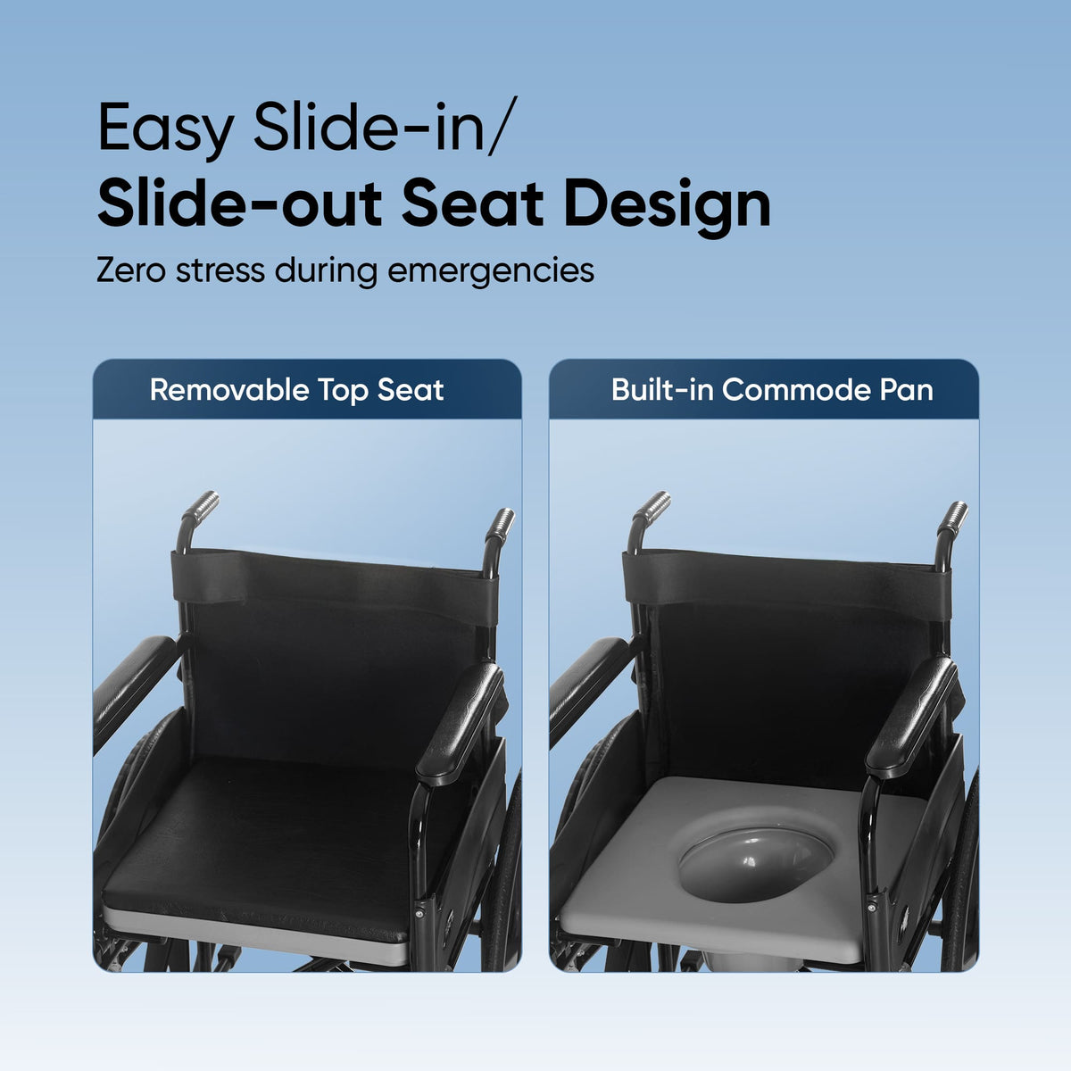 Frido 2 in 1 Foldable Wheelchair for Regular and Commode Use(FSC101 ...